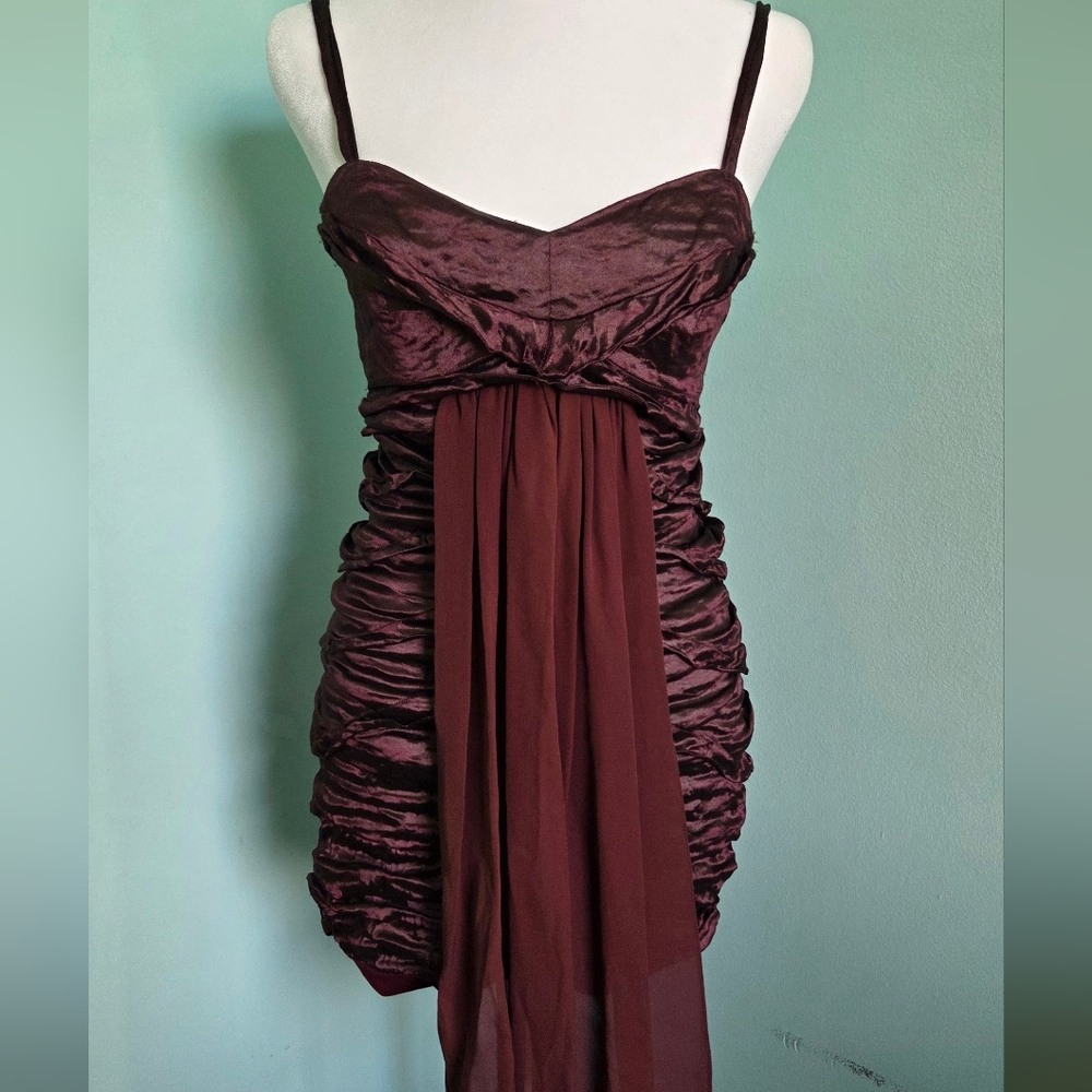 Vintage Nicole Miller Ruched Burgundy Dress